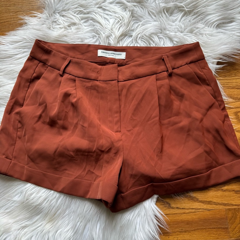Amanda Uprichard Brown Bermuda Pleated Shorts